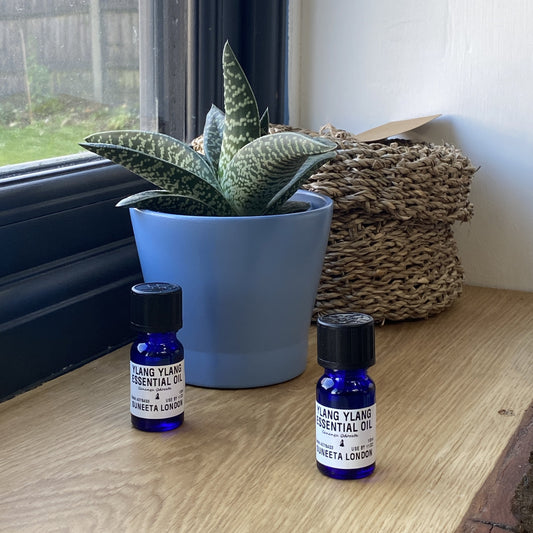 ylang ylang, ylang ylang essential oil, essential oil, Suneeta London, suneeta cosmetics, make your own, aroma diffuser oil, floral oil