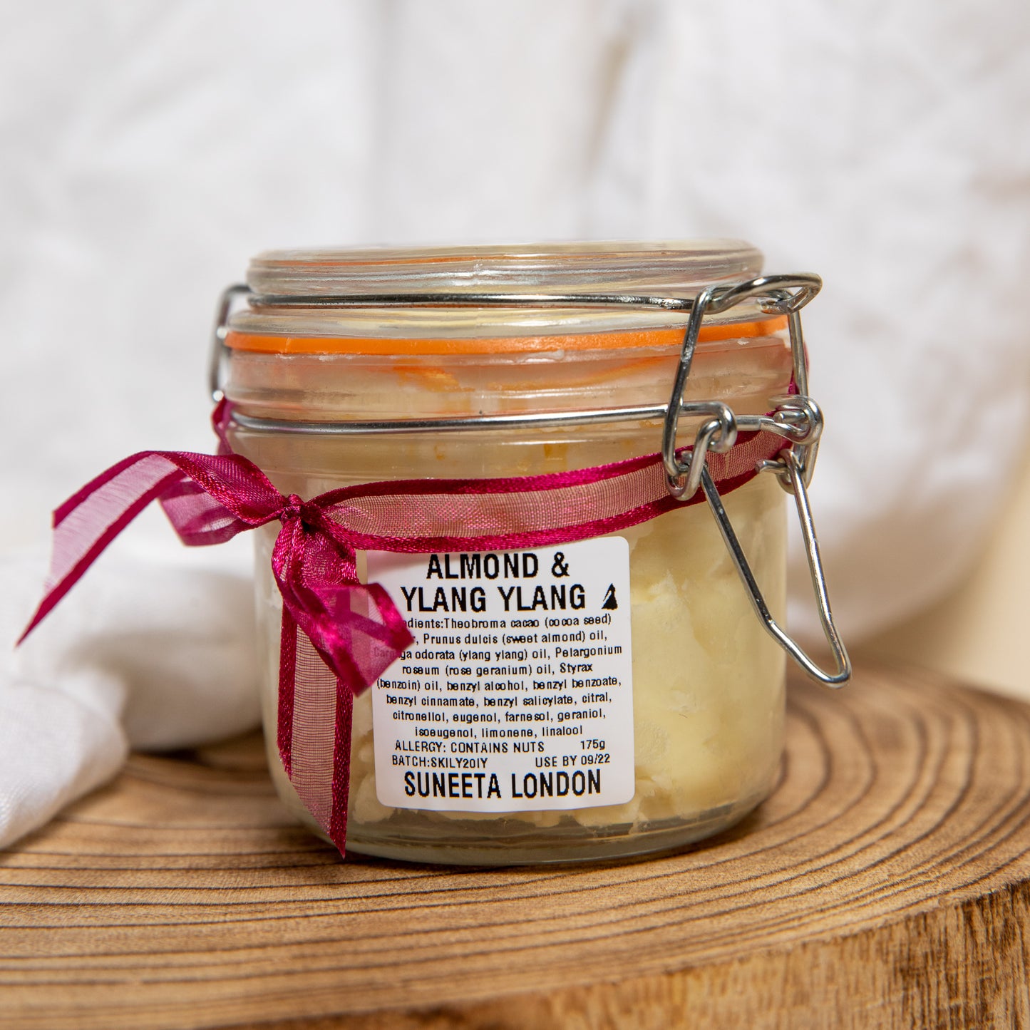 almond and ylang ylang cream side view kilner