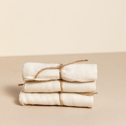 organic cotton muslin cloths, Suneeta London, use this organic muslin cloth to gently remove suneeta London's best seller mandarin and calendula cleansing balm