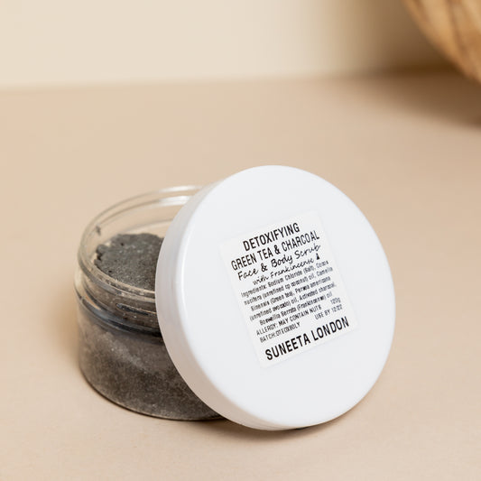 Detoxifying Charcoal & Green Tea Face and Body Scrub with Frankincense