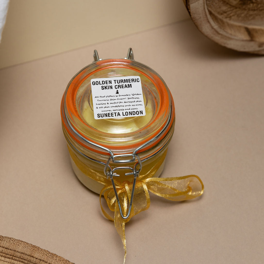 golden turmeric skin cream kilner jar, handmade skin cream, alkaline diet for your skin