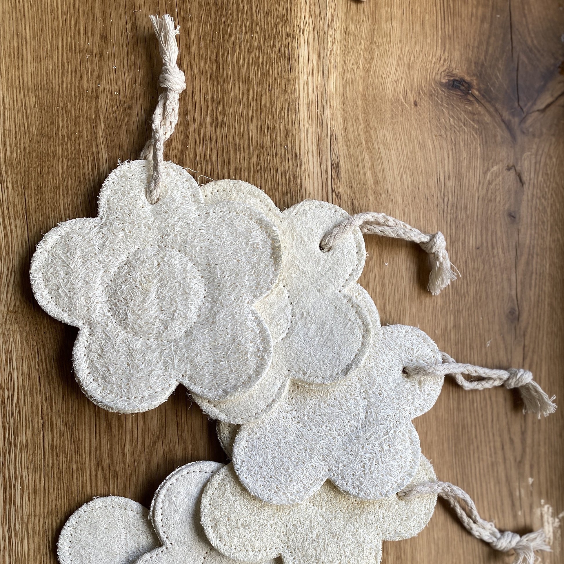 natural loofah, body loofah, flower loofah, sustainable accessory, reusable, bathroom essential, bath essential