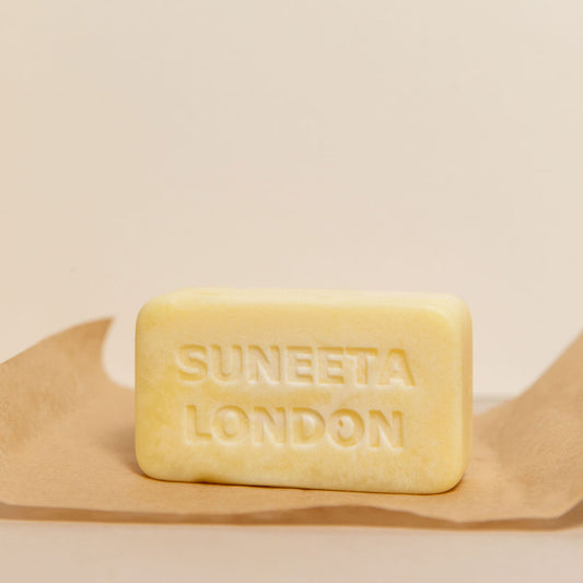 lavender massage bar, solid state moisturiser, zero waste moisturiser, eco friendly skincare suneeta London, brick lane suneeta London, portobello road suneeta London