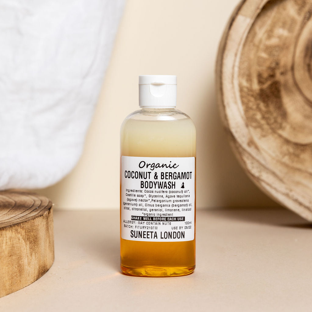 organic body wash, coconut & bergamot, handmade, eco friendly, Suneeta London